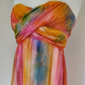 Silk Short Dress 4 6 8 small bridesmaid party tie dye rainbow summer party beach